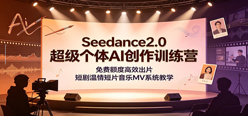 Seedance2.0超级个体AI创作训练营:免费额度高效出片,短剧温情短片音乐MV系统教学-云科数创