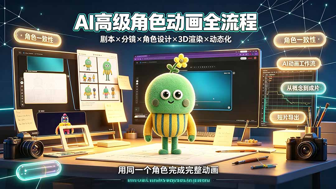 AI高级角色动画全流程:剧本×分镜×角色设计×3D渲染×动态化,从概念到成片一站式教学-云科数创