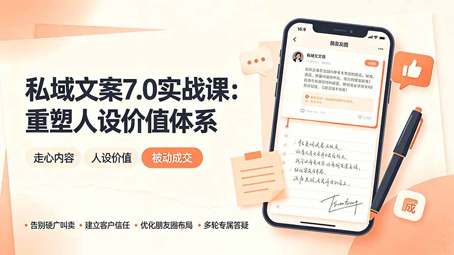 私域文案实战课7.0:重塑人设价值体系|-告别硬广推销×走心内容×自我价值塑造,实现被动成交-云科数创