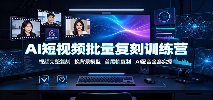 AI短视频批量复刻训练营:视频完整复刻,换背景模型、首尾帧复制、AI配音全套实操-云科数创