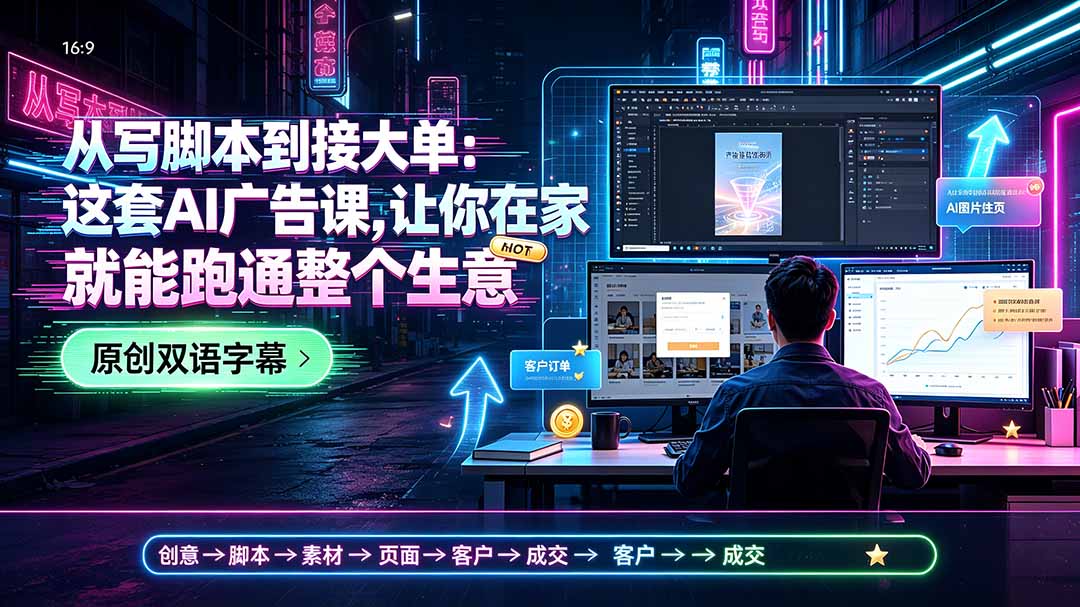 从写脚本到接大单：这套AI广告课，让你在家就能跑通整个生意【原创双语字幕】-云科数创