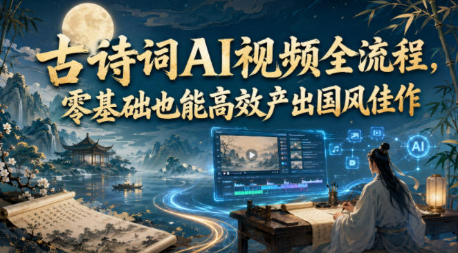 古诗词AI视频全流程，零基础也能高效产出国风佳作-云科数创