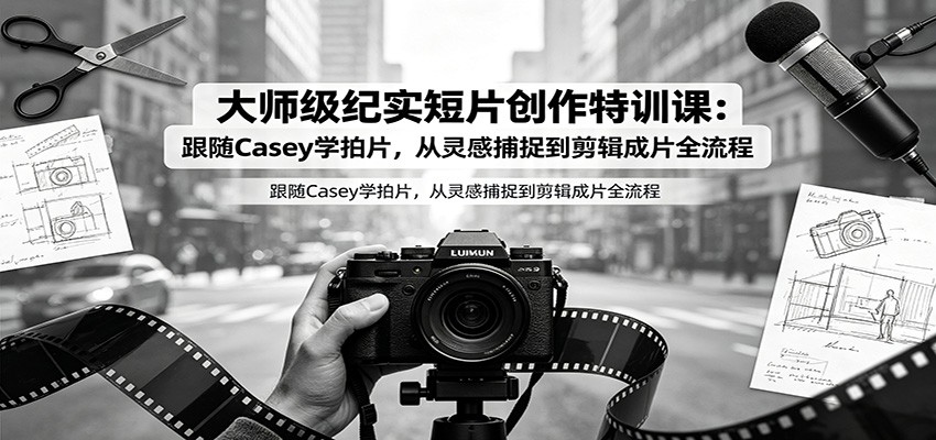 大师级纪实短片创作特训课:跟随Casey学拍片,从灵感捕捉到剪辑成片全流程-云科数创