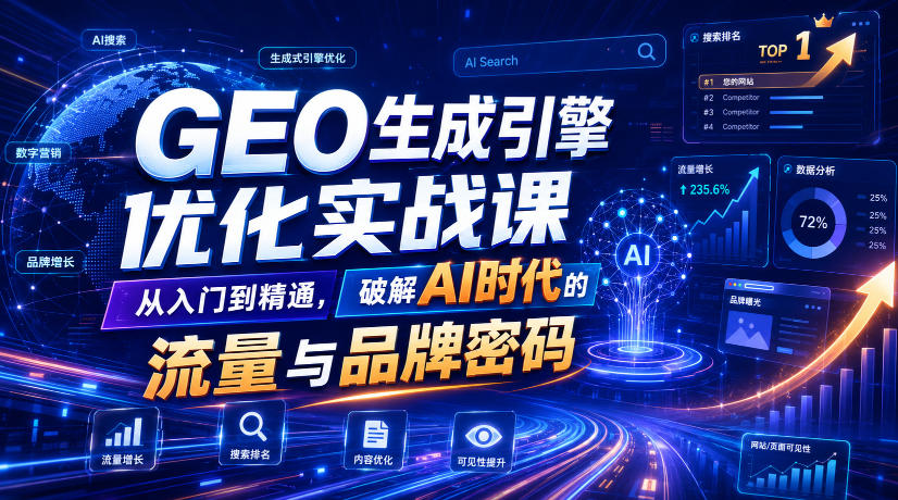 GEO生成引擎优化实战课，从入门到精通，破解AI时代的流量与品牌密码-云科数创