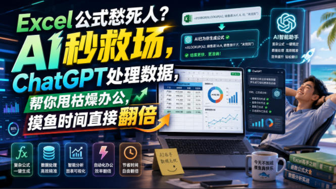 Excel公式愁死人？AI秒救场，ChatGPT处理数据，帮你甩枯燥办公，摸鱼时间直接翻倍【原创双语字幕】-云科数创