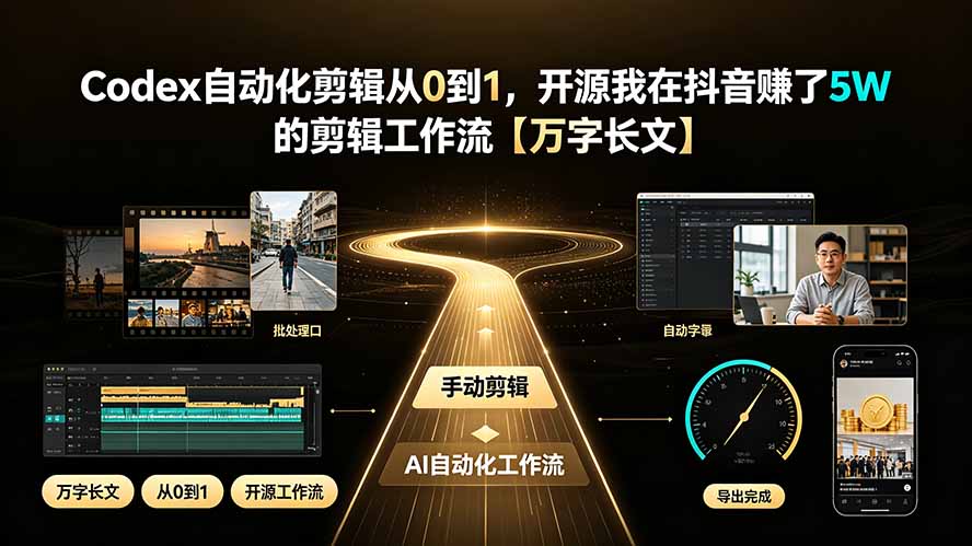 Codex自动化剪辑从0到1，开源我在抖音赚了5W 的剪辑工作流【万字长文】-云科数创