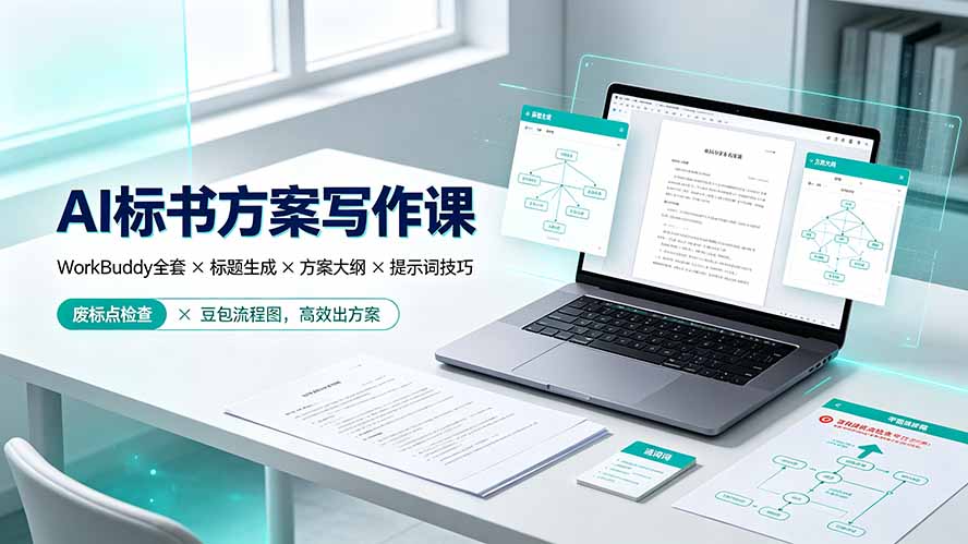 AI标书方案写作课：WorkBuddy全套×标题生成×方案大纲×提示词技巧×废标点检查×豆包流程图，高效出方案-云科数创
