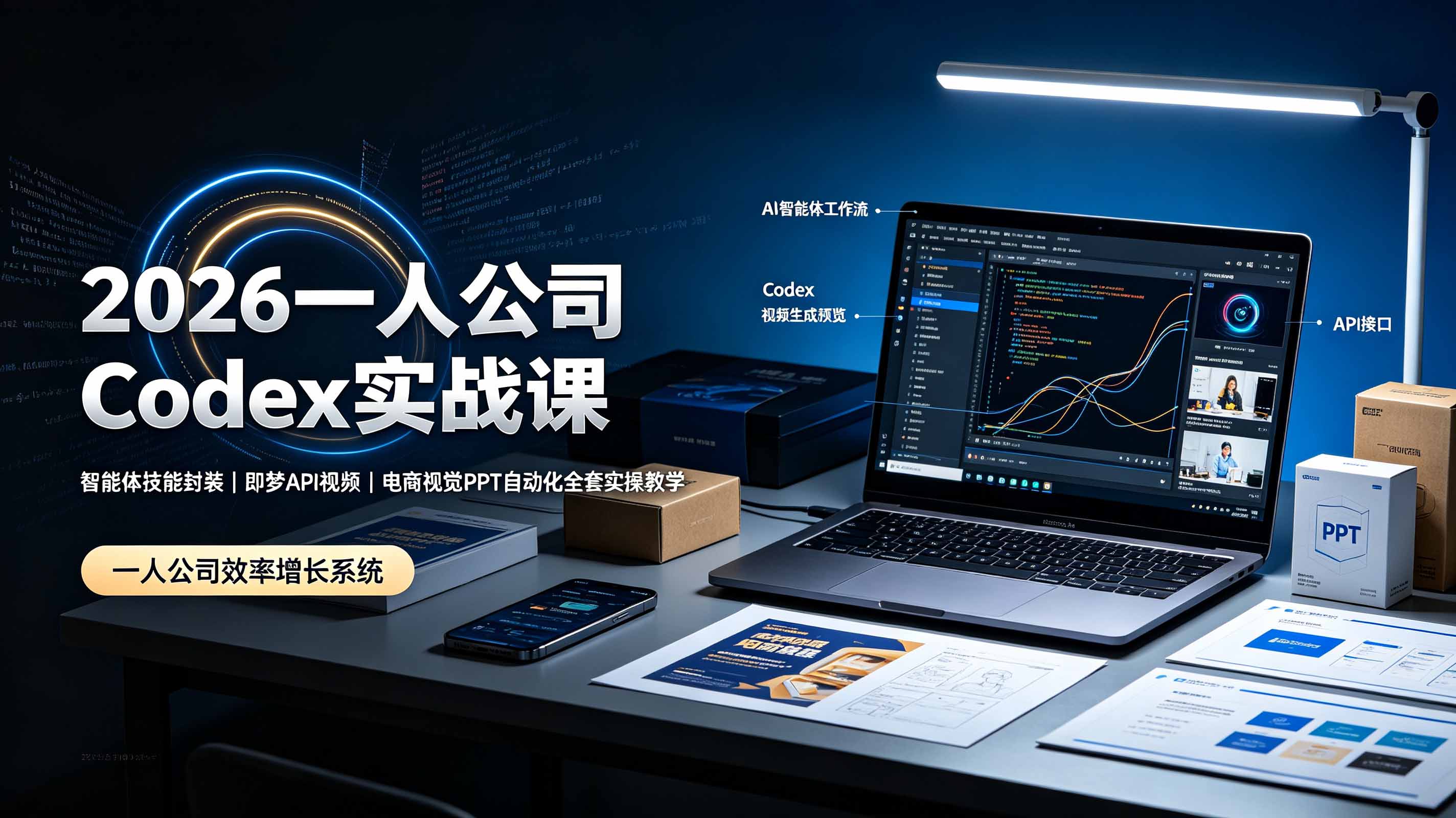 2026一人公司Codex实战课◆智能体技能封装｜即梦API视频｜电商视觉PPT自动化全套实操教学-云科数创