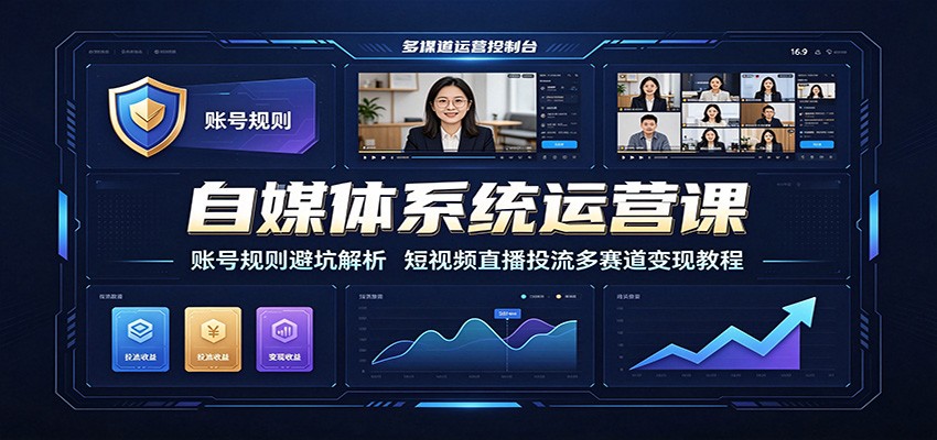 自媒体系统运营课：账号规则避坑解析，短视频直播投流多赛道变现教程-云科数创
