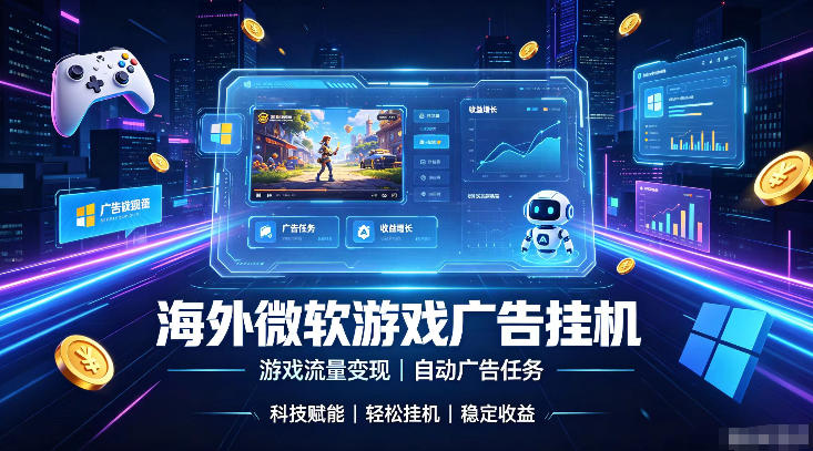 海外游戏广告自动挂G，轻资产海外副业风口，单设备稳定产出500+【揭秘】-云科数创