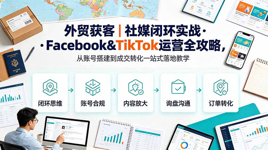 外贸获客｜社媒闭环实战·Facebook&TikTok运营全攻略，从账号搭建到成交转化一站式落地教学-云科数创