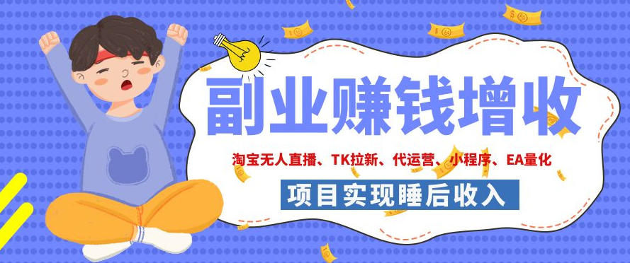 2026年多个真实落地副业项目,手把手带你搭建被动收入管道(淘宝无人直播、海外TK拉新、CSGO饰品交易、去水印小程序等)【揭秘】-云科数创