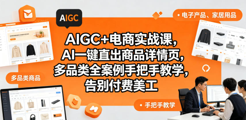 AIGC+电商实战课,AI一键直出商品详情页,多品类全案例手把手教学,告别付费美工(更新0725)-云科数创