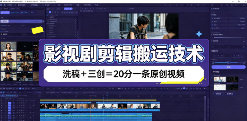 影视剧剪辑搬运技术,洗稿+三创=20分一条原创视频-云科数创