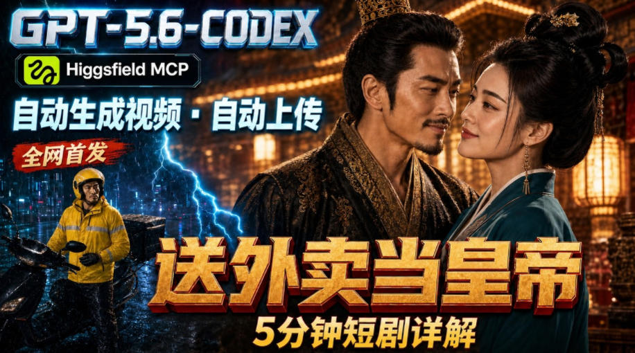 GPT-5.6 Codex+Higgsfield MCP：一条指令生成5分钟短剧并自动上传YouTube(油管)-云科数创
