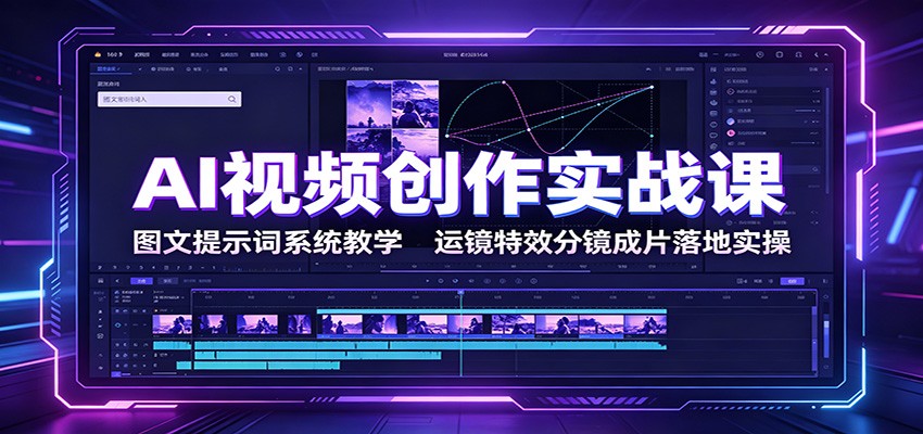 AI视频创作实战课：图文提示词系统教学，运镜特效分镜成片落地实操-云科数创