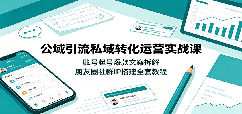 公域引流私域转化运营实战课：账号起号爆款文案拆解，朋友圈社群IP搭建全套教程-云科数创