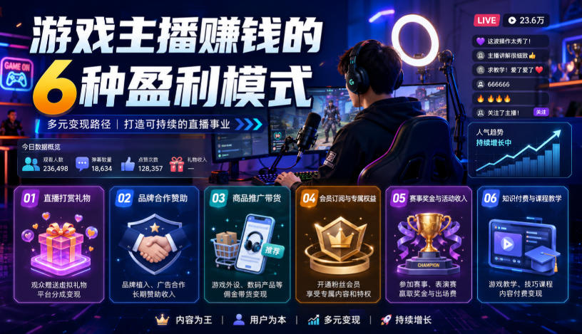 付费文章:游戏主播賺钱的6种盈利模式-云科数创
