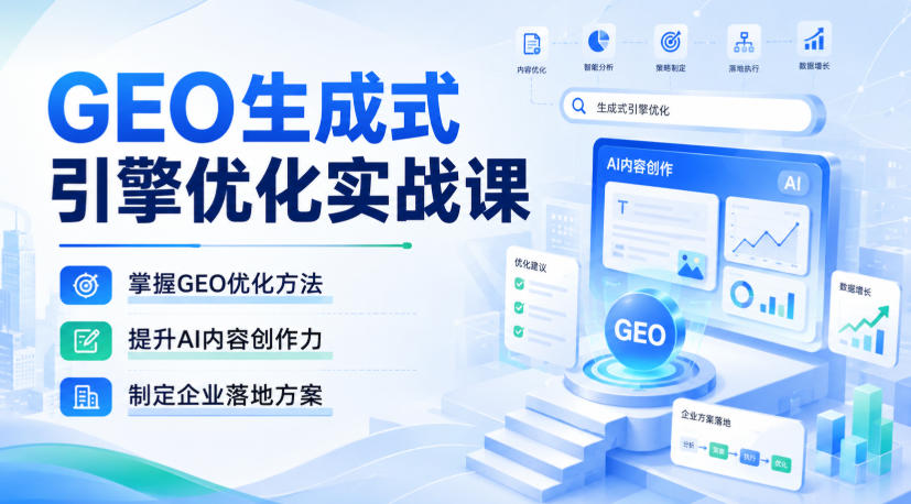 GEO生成式引擎优化实战课,掌握GEO优化方法,提升AI内容创作力,制定企业落地方案-云科数创