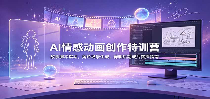 AI情感动画创作特训营：故事脚本撰写，角色场景生成，剪辑后期成片实操指南-云科数创
