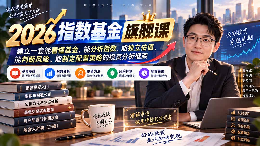 2026指数基金旗舰课|建立一套能看懂基金、能分析指数、能独立估值、能判断风险、能制定配置策略的投资分析框架-云科数创