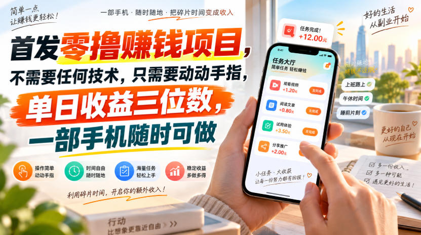 首发零撸賺钱项目，不需要任何技术，只需要动动手指，单日收益三位数，一部手机随时可做【揭秘】-云科数创