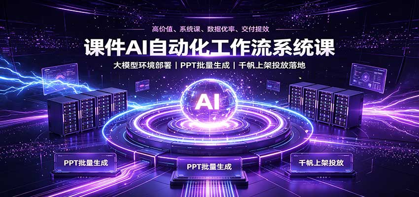 课件AI自动化工作流系统课：大模型环境部署，PPT批量生成，千帆上架投放落地-云科数创