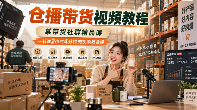 仓播带货视频教程，某带货社群精品课，一节课2小时4分钟的视频教会你-云科数创