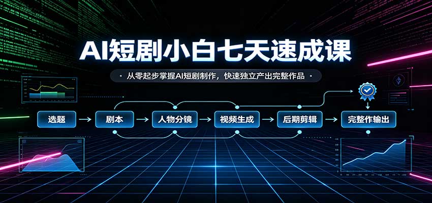 AI短剧小白七天速成课:从零起步掌握AI短剧制作,快速独立产出完整作品-云科数创