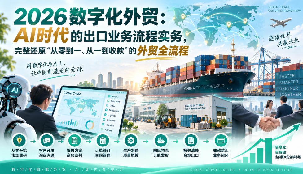 2026数字化外贸：AI时代的出口业务流程实务，完整还原”从零到一、从一到收款”的外贸全流程-云科数创