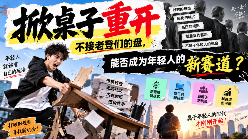 某公众号付费文章：掀桌子重开，不接老登们的盘，能否成为年轻人的新赛道？-云科数创