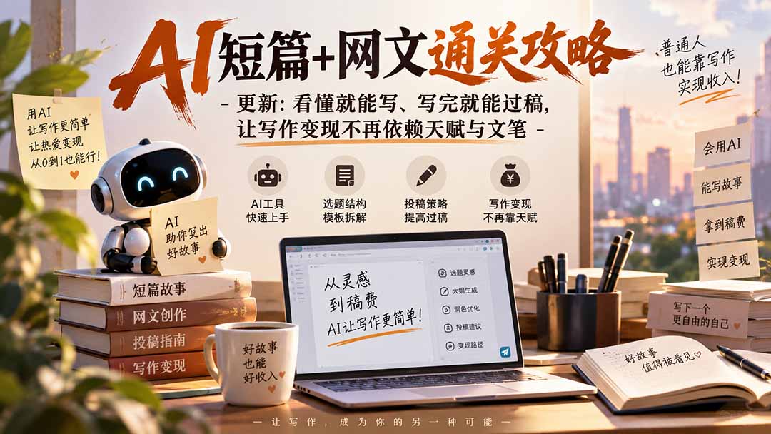 AI短篇+网文通关攻略-更新0921：看懂就能写、写完就能过稿，让写作变现不再依赖天赋与文笔-云科数创