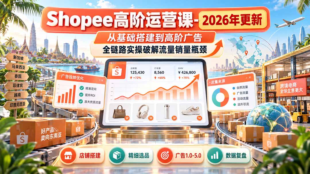 Shopee高阶运营课-更新9月，从基础搭建到高阶广告，全链路实操破解流量销量瓶颈-云科数创