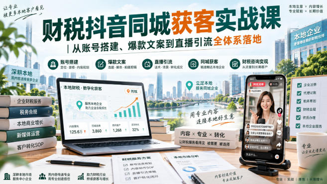 财税抖音同城获客实战课｜从账号搭建、爆款文案到直播引流全体系落地-云科数创