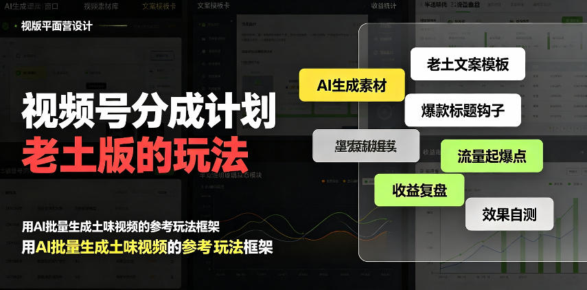 视频号分成计划老土版的玩法，流量爆炸，每天收益300+，纯靠AI生成，越土的玩法，越高级-云科数创