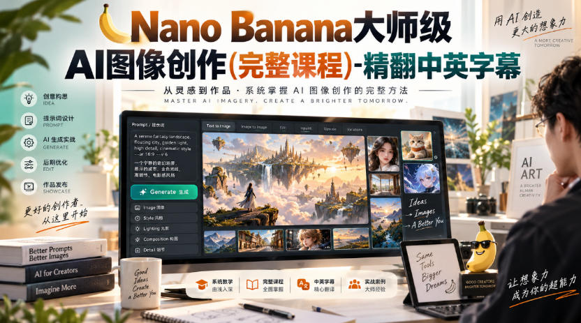 【无水印】Nano Banana大师级AI图像创作(完整课程)-精翻中英字幕-云科数创