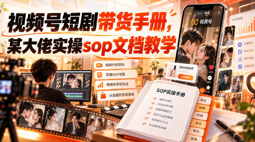 视频号短剧带货手册，某大佬实操sop文档教学-云科数创