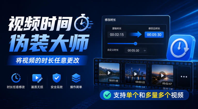视频时间伪装大师，将视频的时长任意更改，支持单个和多量多个视频-云科数创