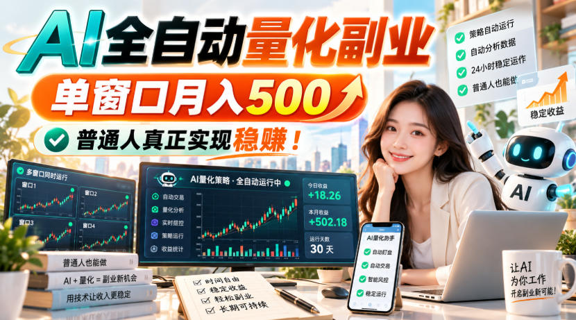 AI全自动量化副业，单窗口月入500，普通人真正实现稳賺！【揭秘】-云科数创