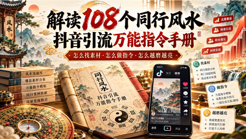 解读108个同行风水抖音引流万能指令手册，怎么找素材·怎么做指令·怎么越磨越亮【文档】-云科数创