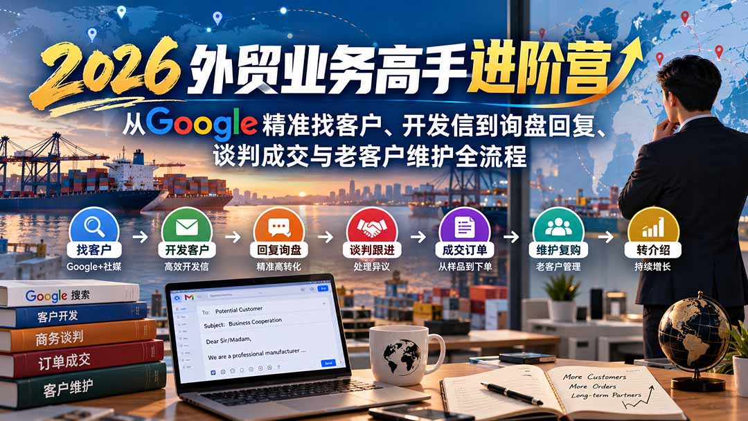 2026外贸业务高手进阶营：从Google精准找客户、开发信到询盘回复、谈判成交与老客户维护全流程-云科数创