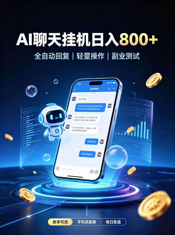 AI聊天挂G项目，日入800➕，全自动操作，适用个人副业，支持工作室矩阵操作【揭秘】-云科数创
