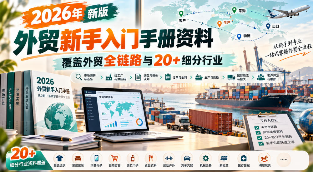 2026年新版外贸新手入门手册资料，覆盖外贸全链路与20+细分行业-云科数创
