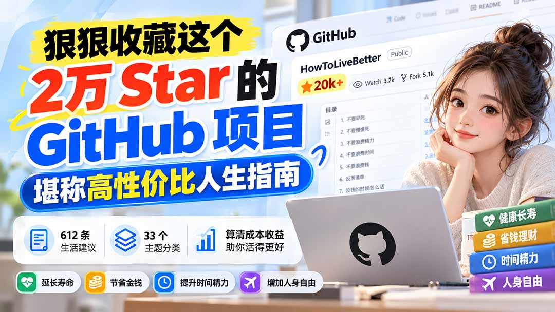 狠狠收藏这个 2 万 Star 的 GitHub 项目，堪称高性价比人生指南。-云科数创