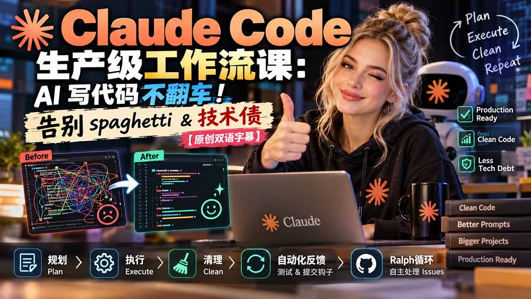 Claude Code 生产级工作流课：AI 写代码不翻车！告别 spaghetti & 技术债【原创双语字幕】-云科数创
