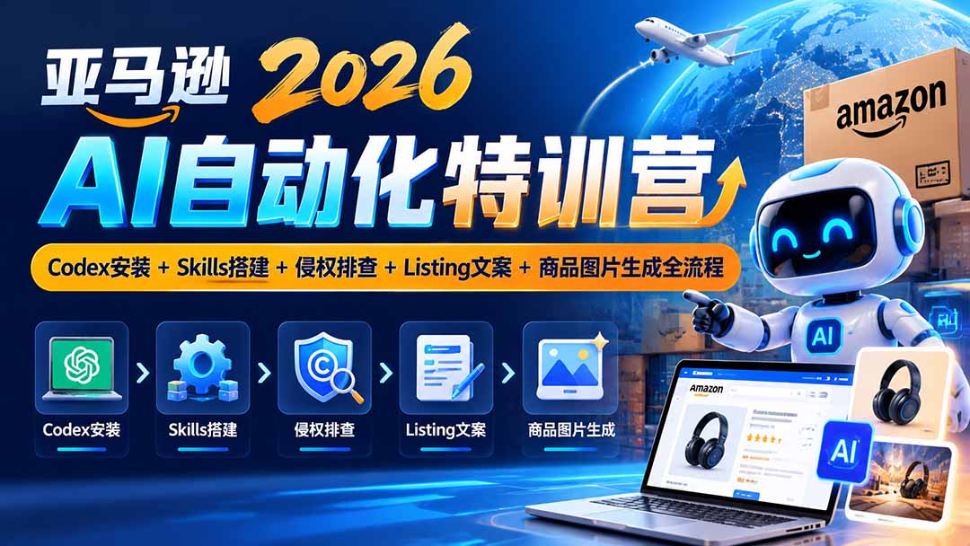 亚马逊2026AI自动化-10月特训营：Codex安装+Skills搭建+侵权排查+Listing文案+商品图片生成全流程-云科数创