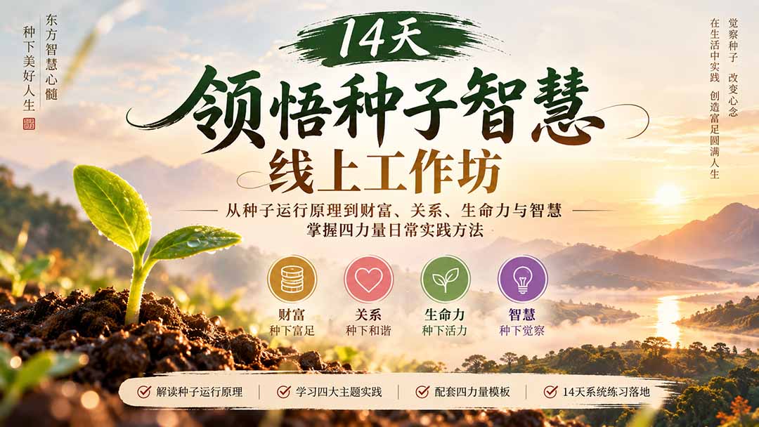 14天领悟种子智慧线上工作坊｜从种子运行原理到财富、关系、生命力与智慧，掌握四力量日常实践方法-云科数创