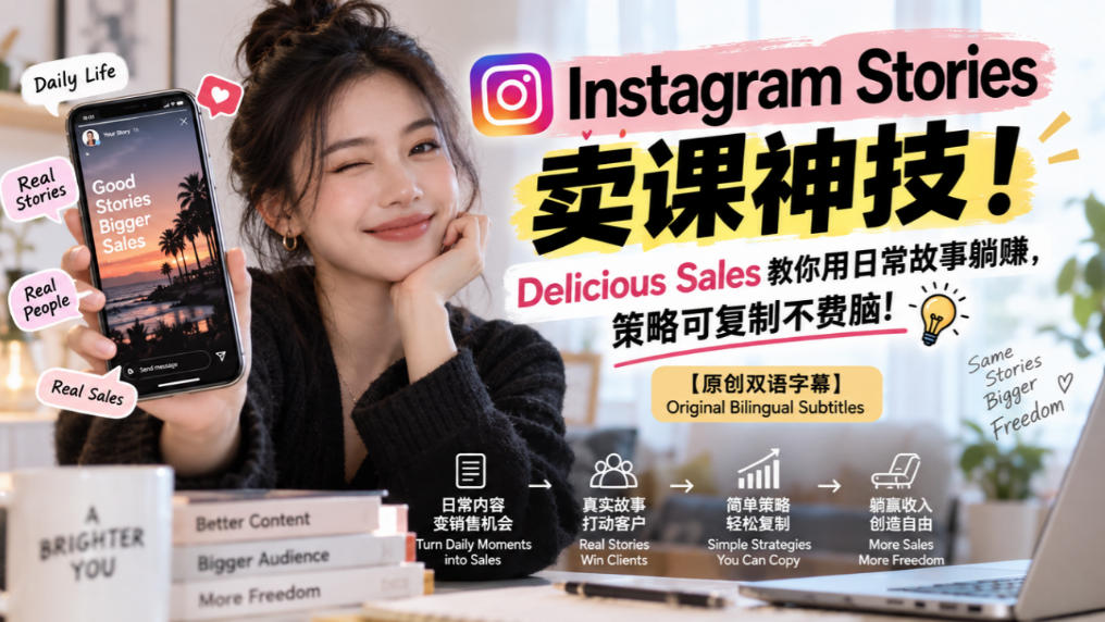 Instagram Stories卖课神技!Delicious Sales教你用日常故事躺賺,策略可复制不费脑!【原创双语字幕】-云科数创