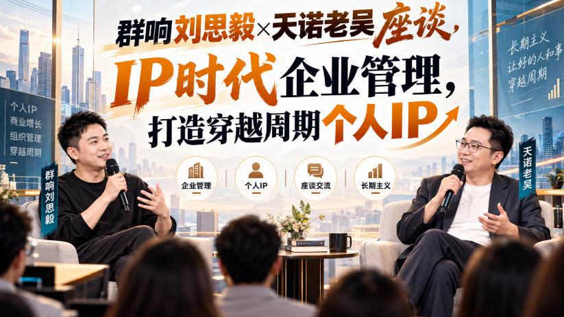 群响刘思毅×天诺老吴座谈,IP时代企业管理,打造穿越周期个人IP-云科数创