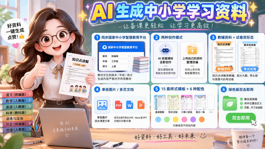 孩子的教辅别再乱买了:同步国家中小学智慧平台,AI一键生成图文教辅和试卷-云科数创